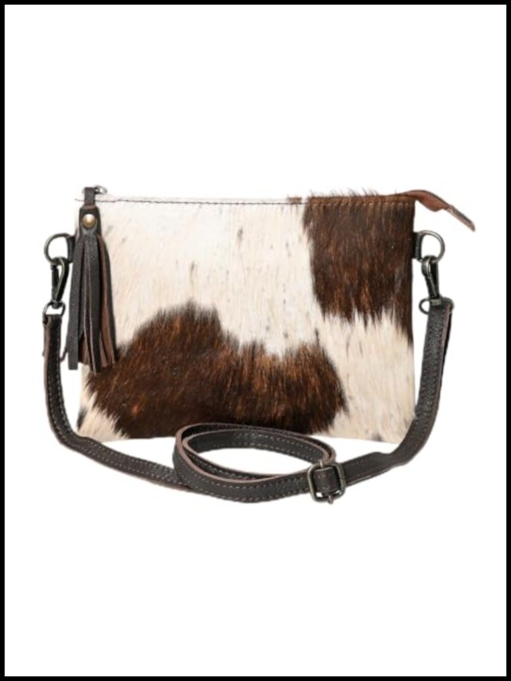 Genuine Cowhide Hair-On Crossbody Bag with Adjustable Detachable Strap